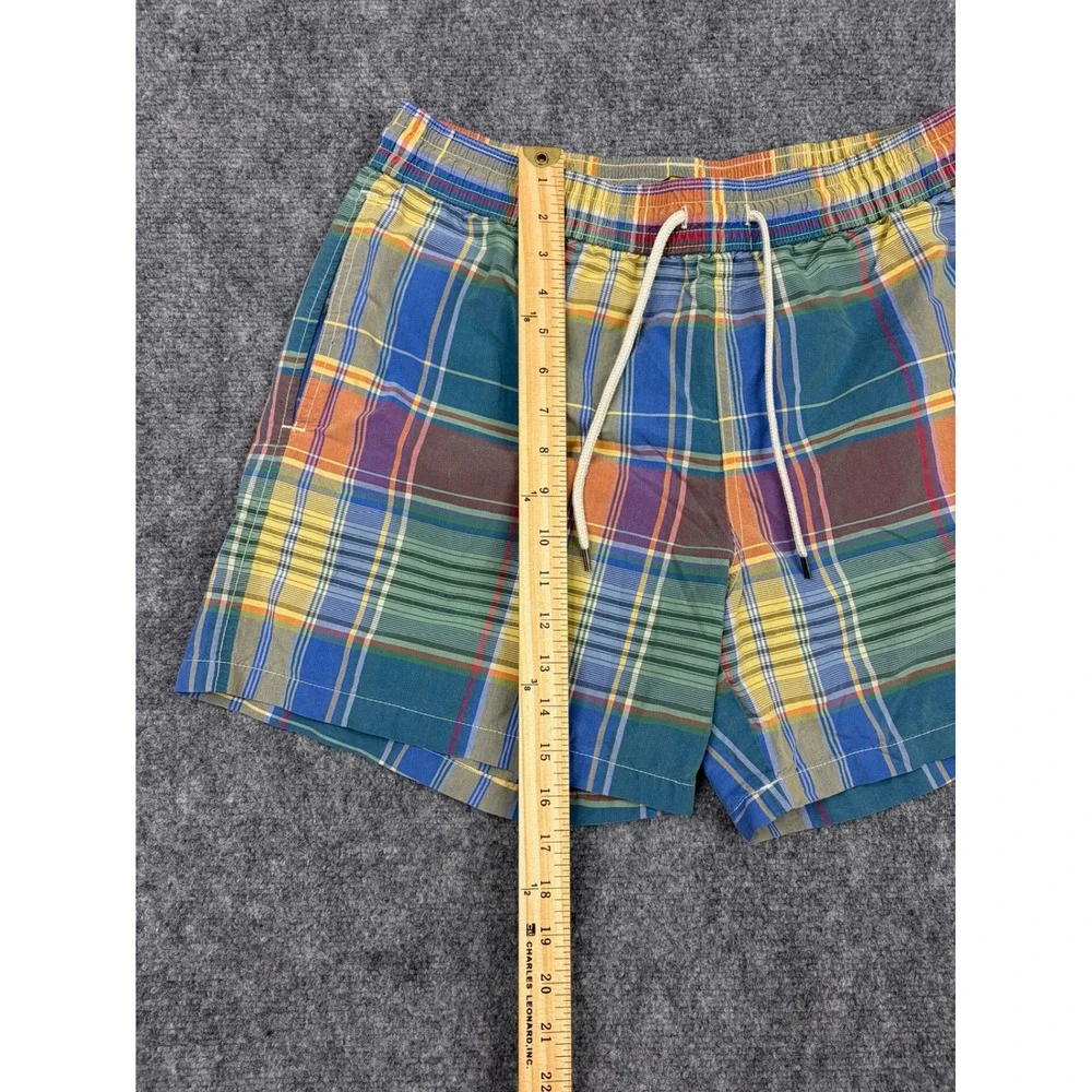 Polo Ralph Lauren Mens Madras Plaid Swim Trunks Multicolor Mesh Lined Large